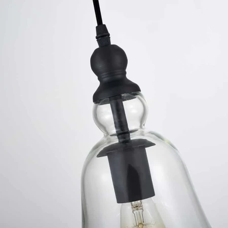 Lampa loft wisząca szklana E27 czarna  PARIS P01789BK - Cosmo Light